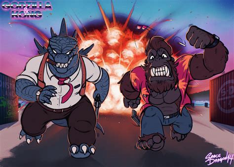 godzilla and kong running